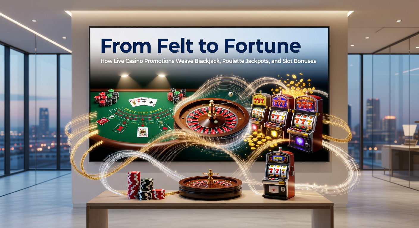 Dynamic roulette wheel in motion during a live casino stream, surrounded by jackpot meters and slot bonus icons linking to blackjack tables