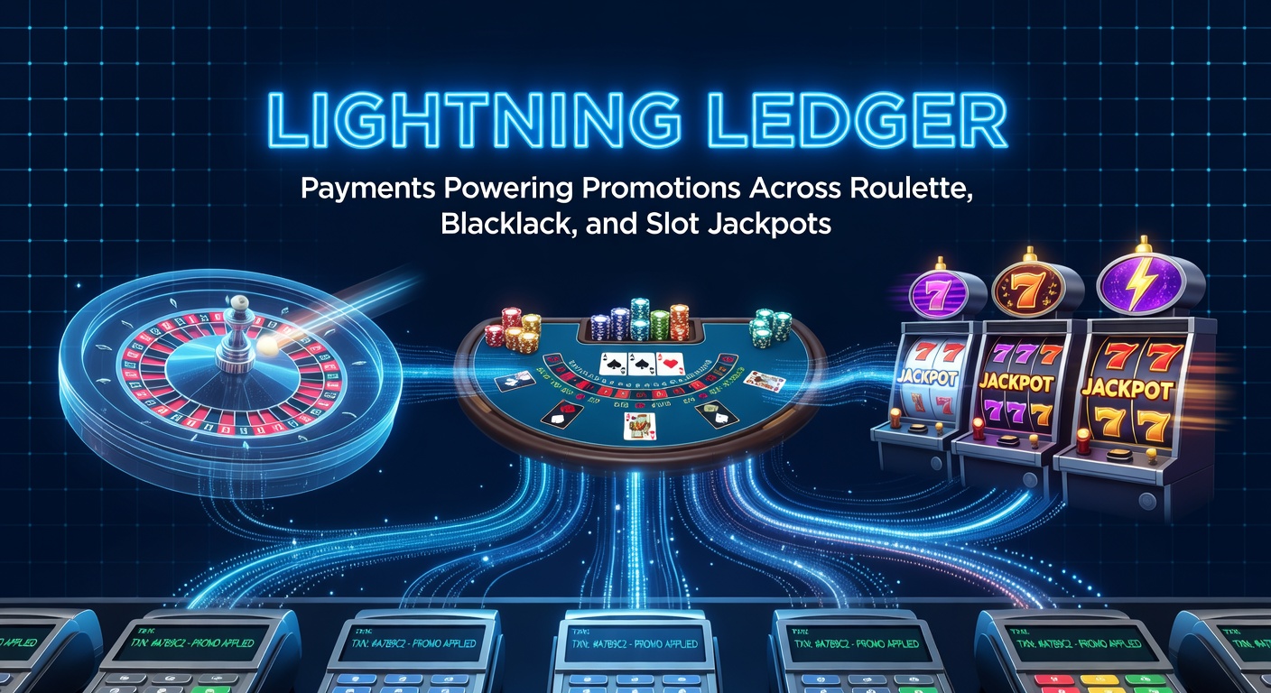 Close-up of blackjack hand on screen with Lightning Ledger deposit notification and promotional chip stacks overlay