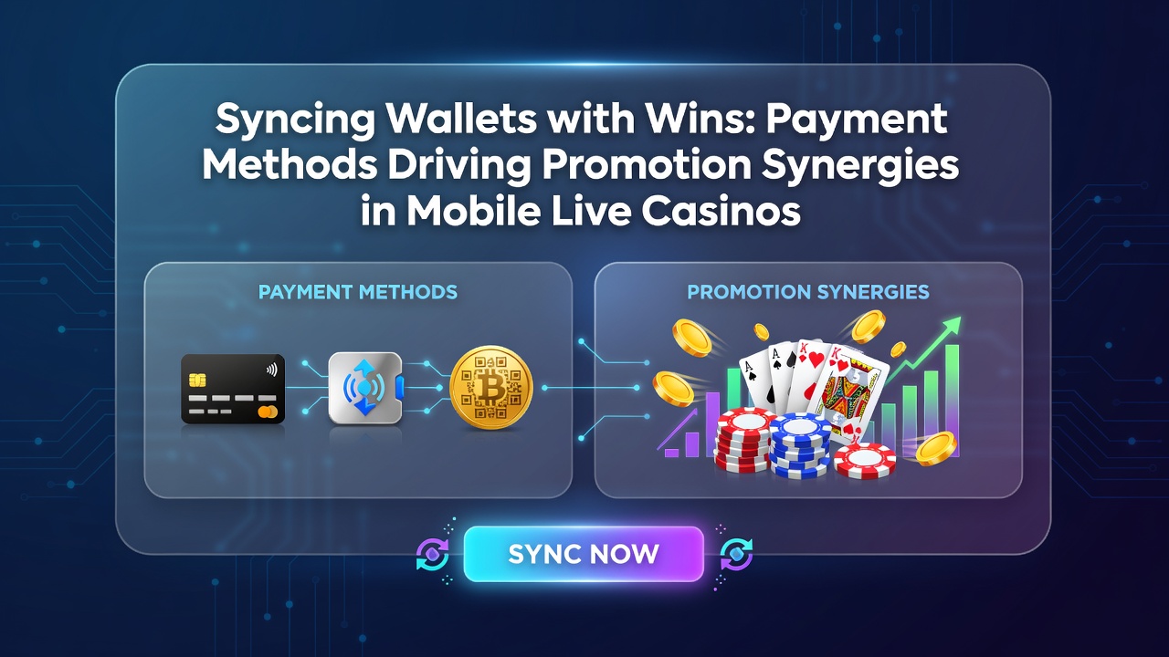 Close-up of digital wallet transaction syncing with live casino promotions and jackpot meters
